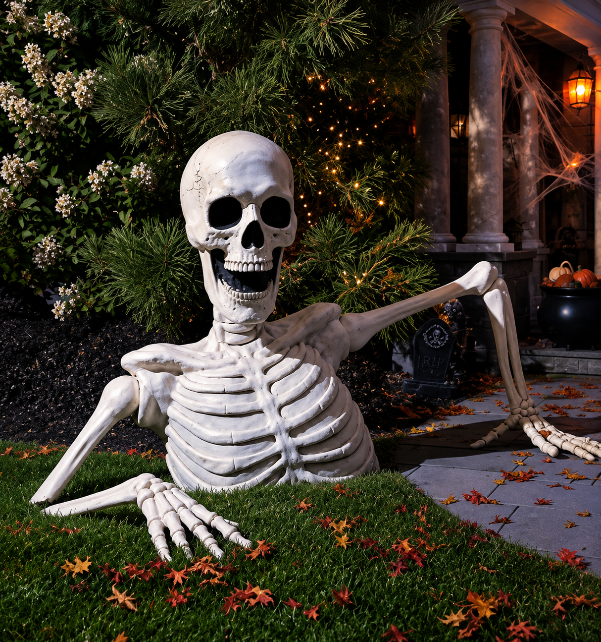 🎃Halloween Sale 50% OFF🔥–Towering Skeleton with LED Eyes & Haunting Sounds