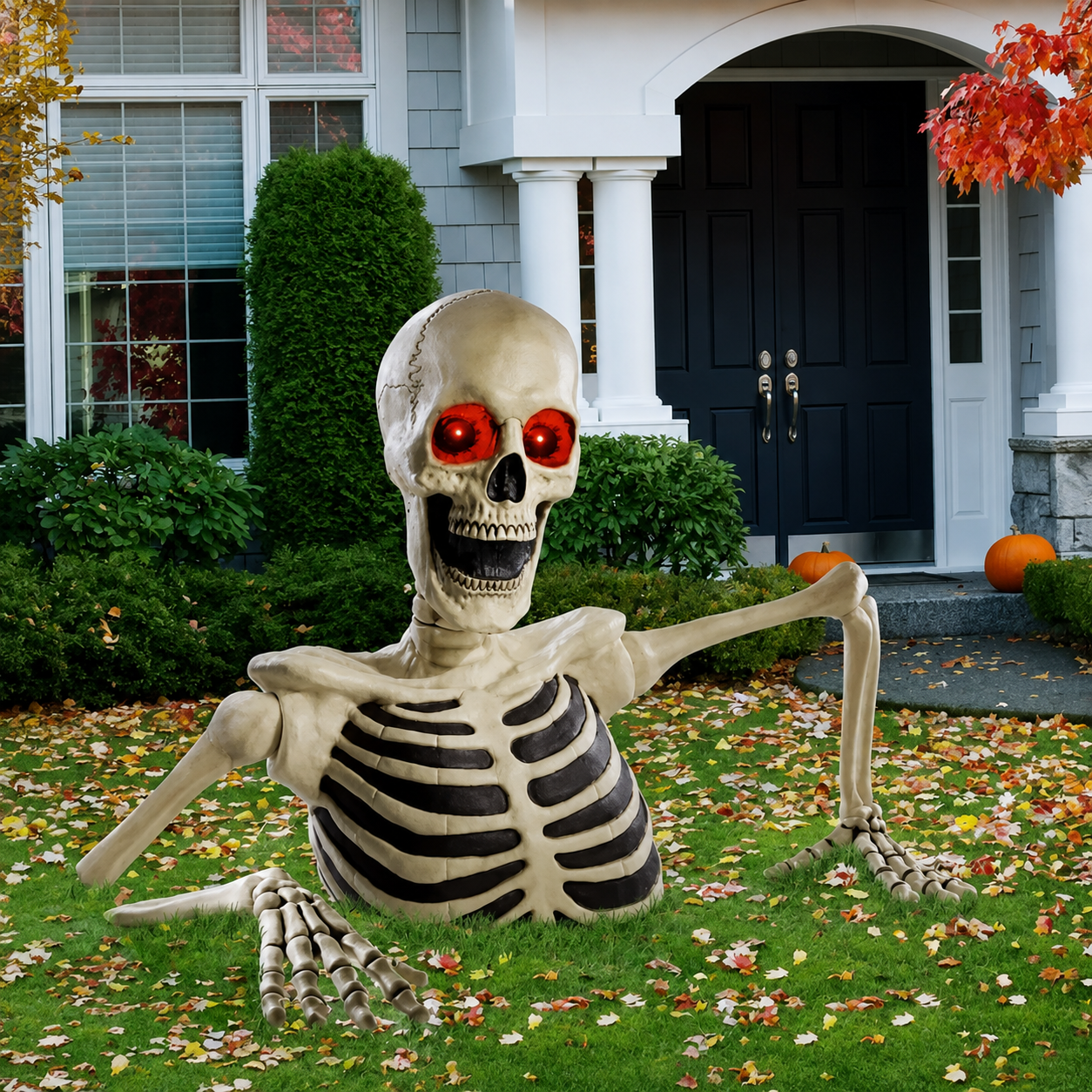 🎃Halloween Sale 50% OFF🔥–Towering Skeleton with LED Eyes & Haunting Sounds
